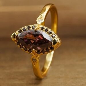 Smoky Quartz Marquise Engagement Ring Size 9